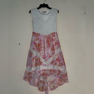 🎉4 for $15🎉Speechless White Lace Bodice Pink Floral High-Low Girls Dress